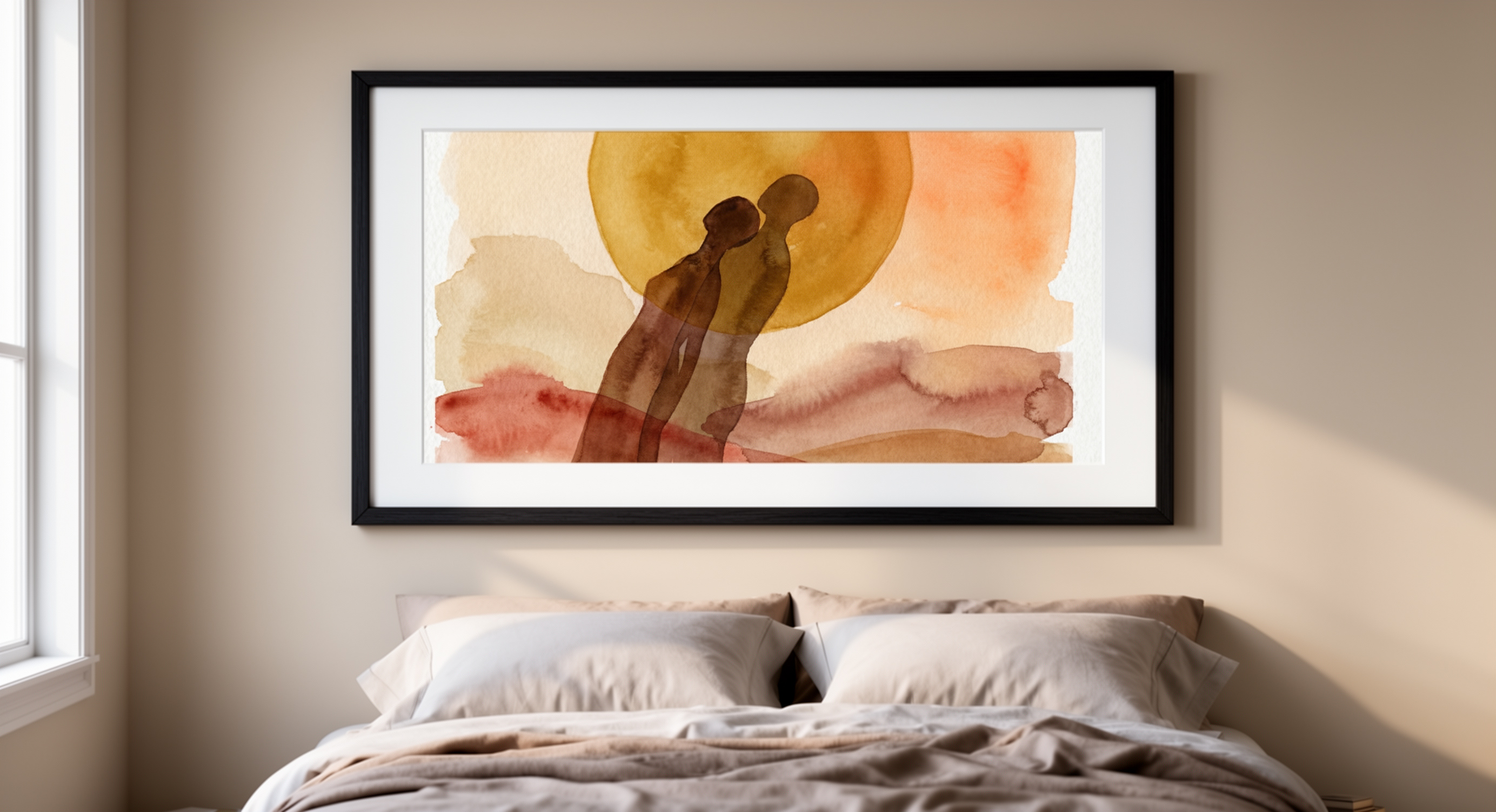Romantic Sunset Silhouette Wall Art